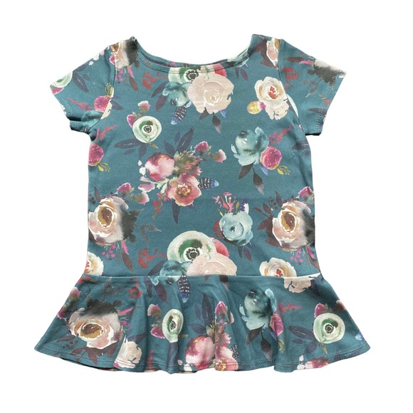 New Organic Peplum Floral Toddler Top Canadian Small Shop Handmade - Picture 1 of 5
